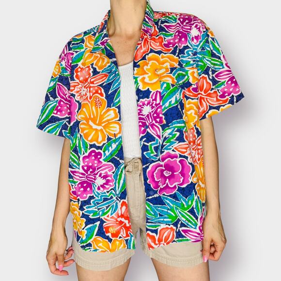 90s Liz Sport Multi Color Hawaiian Shirt‎ - Picture 1 of 5